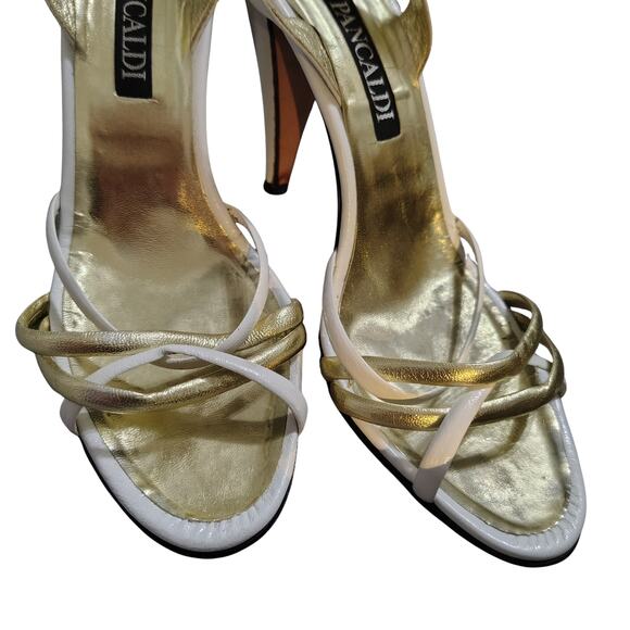 80s Pancaldi Italian Leather Strappy Heels 4 Inch Heel Size 7 1/2 AA Gently Used - Picture 4 of 12